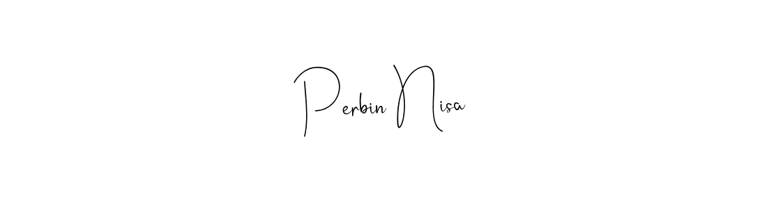 How to make Perbin Nisa name signature. Use Andilay-7BmLP style for creating short signs online. This is the latest handwritten sign. Perbin Nisa signature style 4 images and pictures png