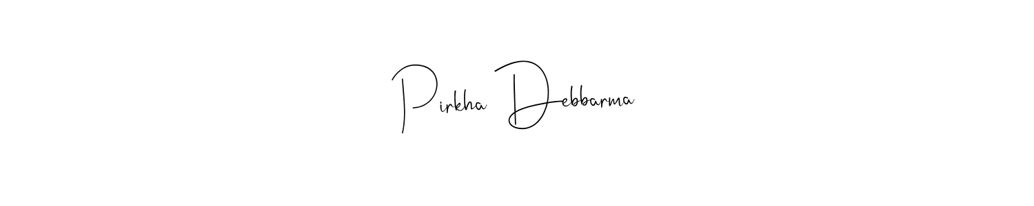 if you are searching for the best signature style for your name Pirkha Debbarma. so please give up your signature search. here we have designed multiple signature styles  using Andilay-7BmLP. Pirkha Debbarma signature style 4 images and pictures png