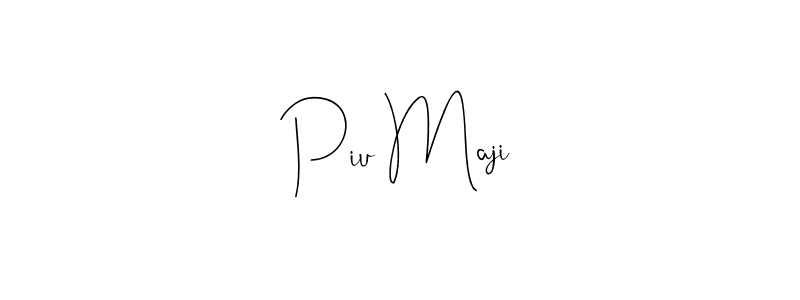 if you are searching for the best signature style for your name Piu Maji. so please give up your signature search. here we have designed multiple signature styles  using Andilay-7BmLP. Piu Maji signature style 4 images and pictures png
