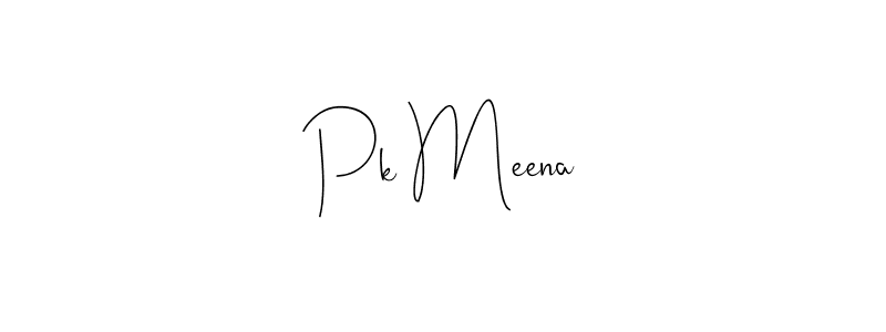 How to make Pk Meena name signature. Use Andilay-7BmLP style for creating short signs online. This is the latest handwritten sign. Pk Meena signature style 4 images and pictures png