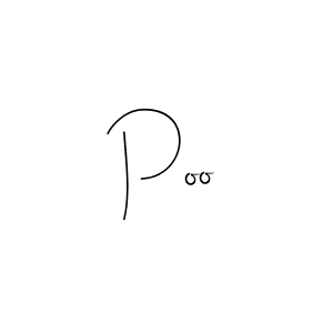 if you are searching for the best signature style for your name Poo. so please give up your signature search. here we have designed multiple signature styles  using Andilay-7BmLP. Poo signature style 4 images and pictures png