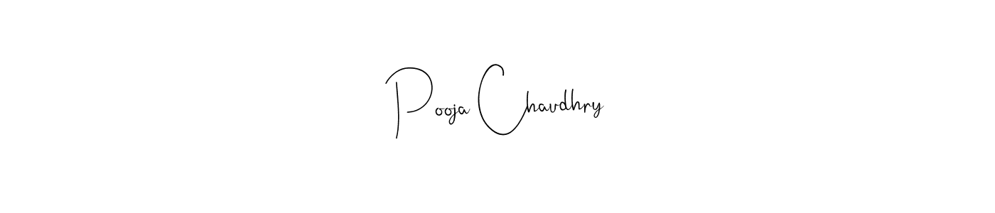 How to make Pooja Chaudhry name signature. Use Andilay-7BmLP style for creating short signs online. This is the latest handwritten sign. Pooja Chaudhry signature style 4 images and pictures png