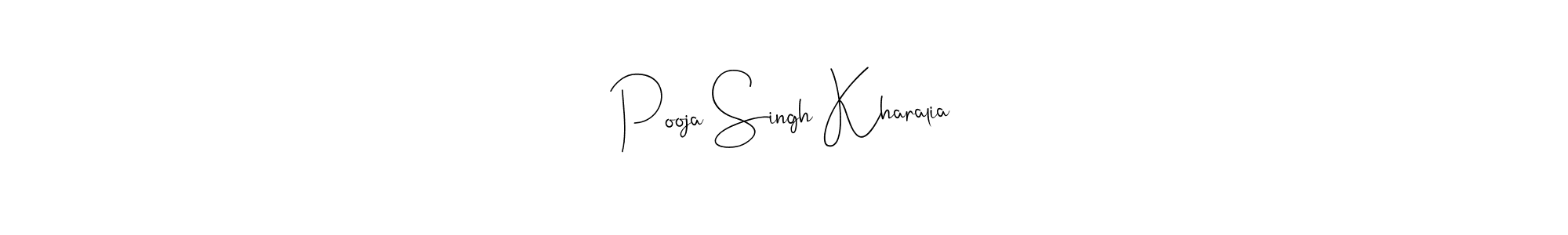 How to make Pooja Singh Kharalia name signature. Use Andilay-7BmLP style for creating short signs online. This is the latest handwritten sign. Pooja Singh Kharalia signature style 4 images and pictures png