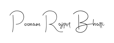 Create a personalized artistic stamp with Poonam Rajput Bhatti in Andilay-7BmLP font. Perfect for visual artists, designers, and influencers. Poonam Rajput Bhatti signature style 4 images and pictures png