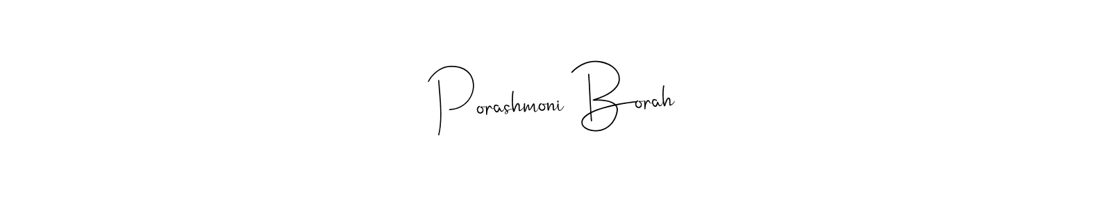 How to make Porashmoni Borah name signature. Use Andilay-7BmLP style for creating short signs online. This is the latest handwritten sign. Porashmoni Borah signature style 4 images and pictures png