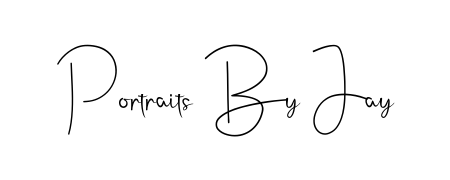 A classic penmanship look for Portraits By Jay. The Andilay-7BmLP font brings timeless elegance and confidence to every signed document. Portraits By Jay signature style 4 images and pictures png