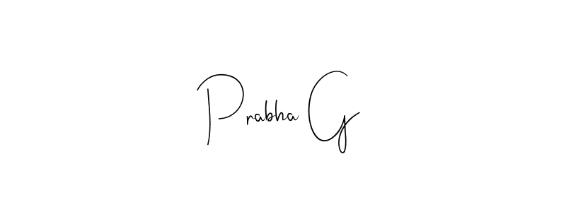 How to make Prabha G name signature. Use Andilay-7BmLP style for creating short signs online. This is the latest handwritten sign. Prabha G signature style 4 images and pictures png