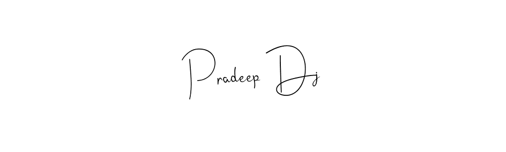 if you are searching for the best signature style for your name Pradeep Dj. so please give up your signature search. here we have designed multiple signature styles  using Andilay-7BmLP. Pradeep Dj signature style 4 images and pictures png