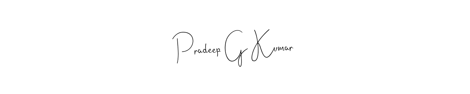 The best way (Andilay-7BmLP) to make a short signature is to pick only two or three words in your name. The name Pradeep G Kumar include a total of six letters. For converting this name. Pradeep G Kumar signature style 4 images and pictures png