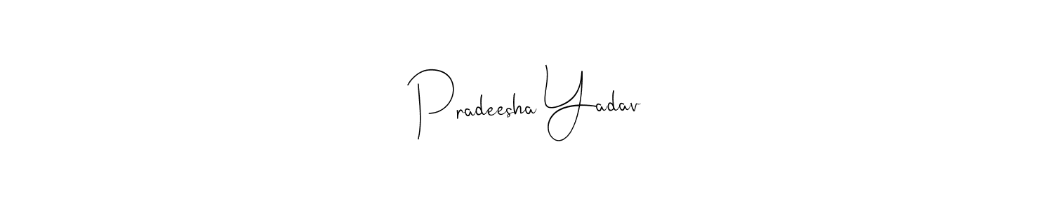 Andilay-7BmLP is a professional signature style that is perfect for those who want to add a touch of class to their signature. It is also a great choice for those who want to make their signature more unique. Get Pradeesha Yadav name to fancy signature for free. Pradeesha Yadav signature style 4 images and pictures png