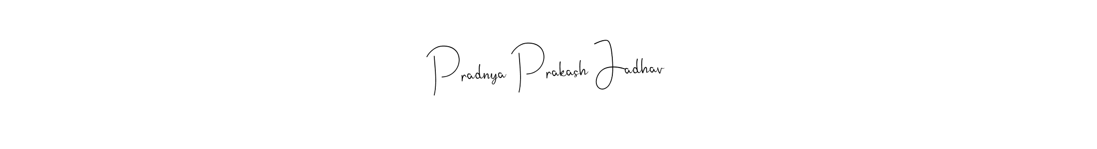 How to make Pradnya Prakash Jadhav name signature. Use Andilay-7BmLP style for creating short signs online. This is the latest handwritten sign. Pradnya Prakash Jadhav signature style 4 images and pictures png
