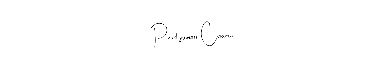 You can use this online signature creator to create a handwritten signature for the name Pradyuman Charan. This is the best online autograph maker. Pradyuman Charan signature style 4 images and pictures png