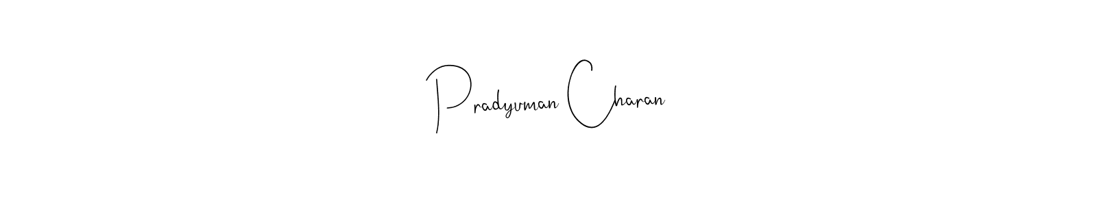 You can use this online signature creator to create a handwritten signature for the name Pradyuman Charan. This is the best online autograph maker. Pradyuman Charan signature style 4 images and pictures png