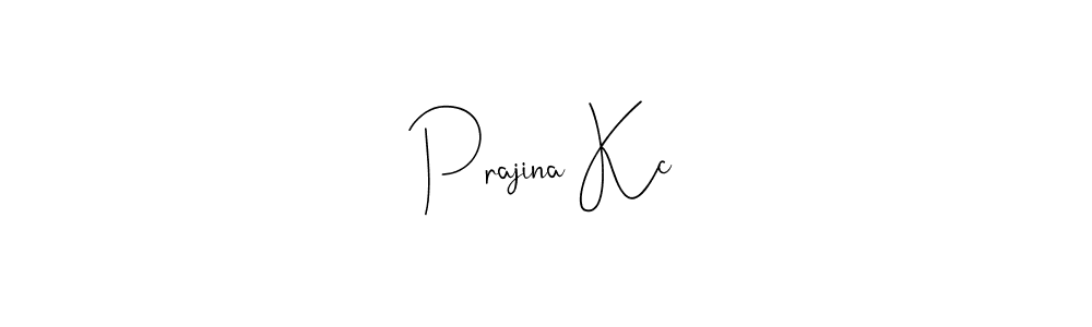 How to make Prajina Kc name signature. Use Andilay-7BmLP style for creating short signs online. This is the latest handwritten sign. Prajina Kc signature style 4 images and pictures png