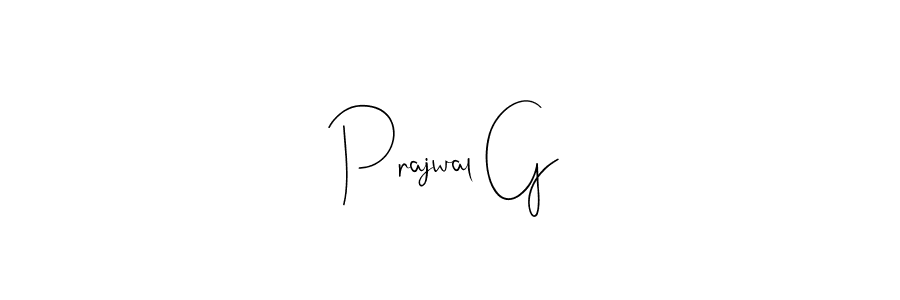 How to make Prajwal G name signature. Use Andilay-7BmLP style for creating short signs online. This is the latest handwritten sign. Prajwal G signature style 4 images and pictures png