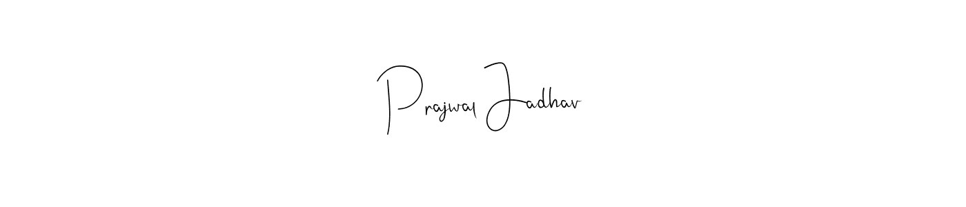 How to make Prajwal Jadhav name signature. Use Andilay-7BmLP style for creating short signs online. This is the latest handwritten sign. Prajwal Jadhav signature style 4 images and pictures png