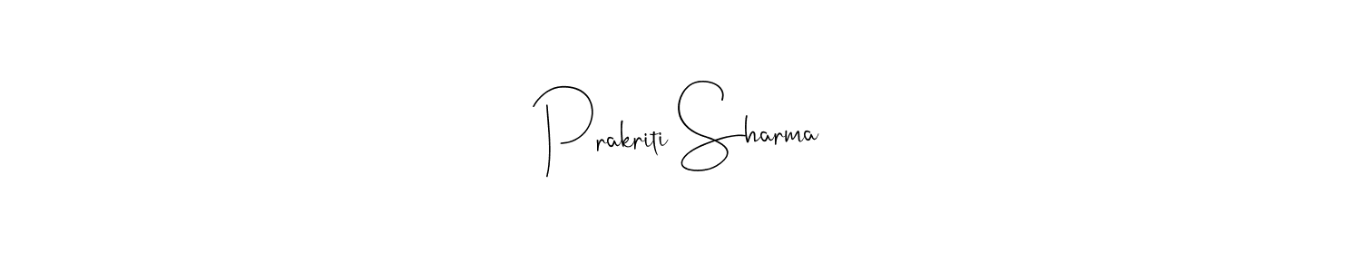 How to make Prakriti Sharma signature? Andilay-7BmLP is a professional autograph style. Create handwritten signature for Prakriti Sharma name. Prakriti Sharma signature style 4 images and pictures png