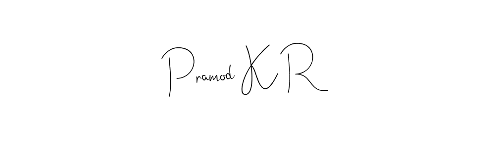 Use a signature maker to create a handwritten signature online. With this signature software, you can design (Andilay-7BmLP) your own signature for name Pramod K R. Pramod K R signature style 4 images and pictures png