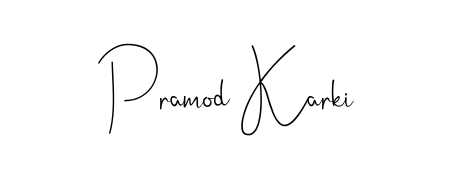 Try this chic Pramod Karki handwritten sign style. Using Andilay-7BmLP font elements, it gives your name a sleek, memorable identity. Pramod Karki signature style 4 images and pictures png