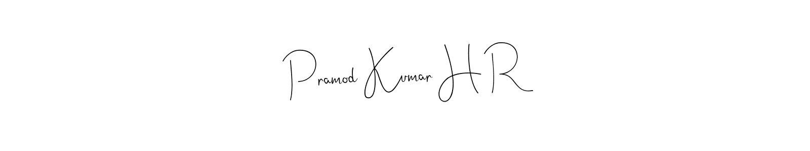 The best way (Andilay-7BmLP) to make a short signature is to pick only two or three words in your name. The name Pramod Kumar H R include a total of six letters. For converting this name. Pramod Kumar H R signature style 4 images and pictures png