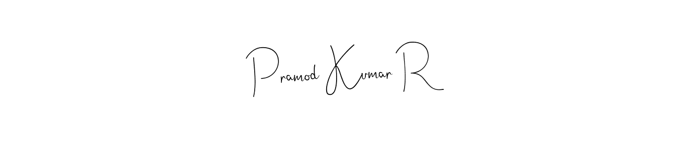 if you are searching for the best signature style for your name Pramod Kumar R. so please give up your signature search. here we have designed multiple signature styles  using Andilay-7BmLP. Pramod Kumar R signature style 4 images and pictures png