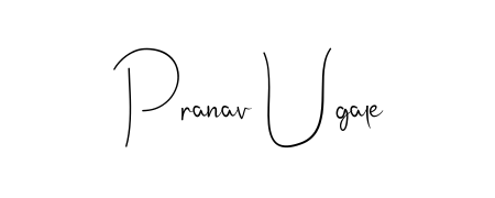 A sleek calligraphic signature for name Pranav Ugale utilizing Andilay-7BmLP styling. Great for adding personal signatures to photos and art. Pranav Ugale signature style 4 images and pictures png