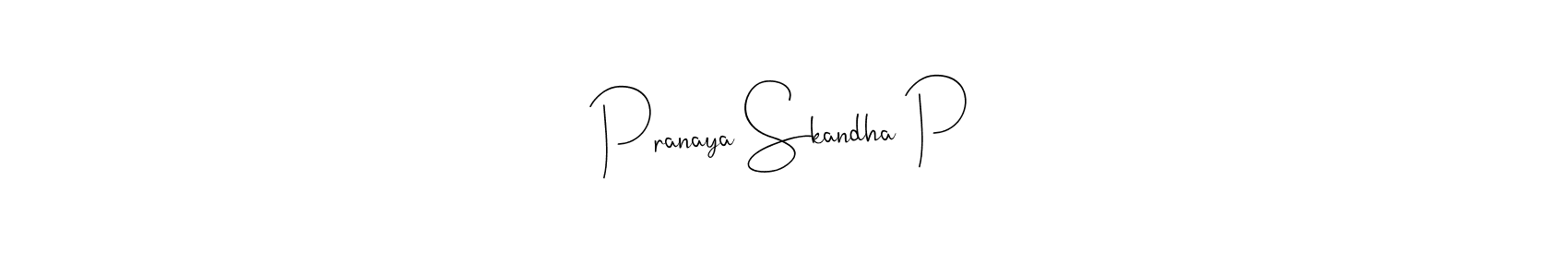 Use a signature maker to create a handwritten signature online. With this signature software, you can design (Andilay-7BmLP) your own signature for name Pranaya Skandha P. Pranaya Skandha P signature style 4 images and pictures png