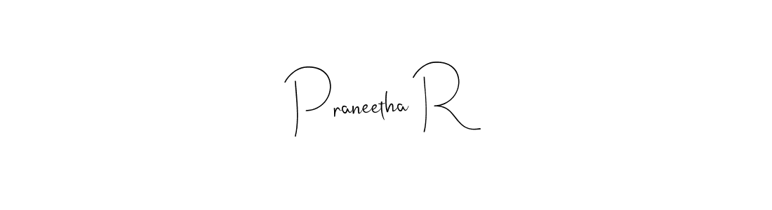 The best way (Andilay-7BmLP) to make a short signature is to pick only two or three words in your name. The name Praneetha R include a total of six letters. For converting this name. Praneetha R signature style 4 images and pictures png