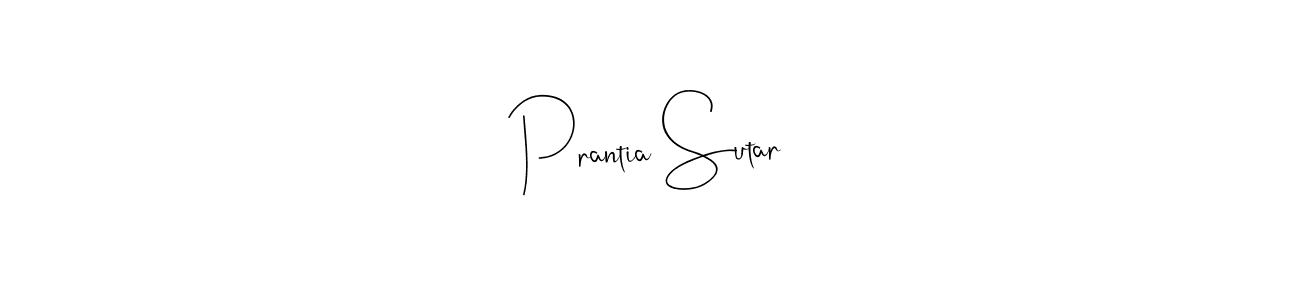 The best way (Andilay-7BmLP) to make a short signature is to pick only two or three words in your name. The name Prantia Sutar include a total of six letters. For converting this name. Prantia Sutar signature style 4 images and pictures png