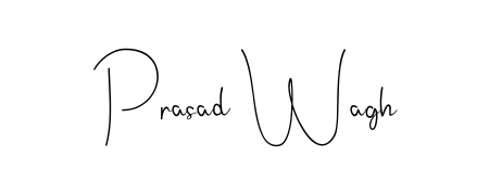 A sleek calligraphic signature for name Prasad Wagh utilizing Andilay-7BmLP styling. Great for adding personal signatures to photos and art. Prasad Wagh signature style 4 images and pictures png