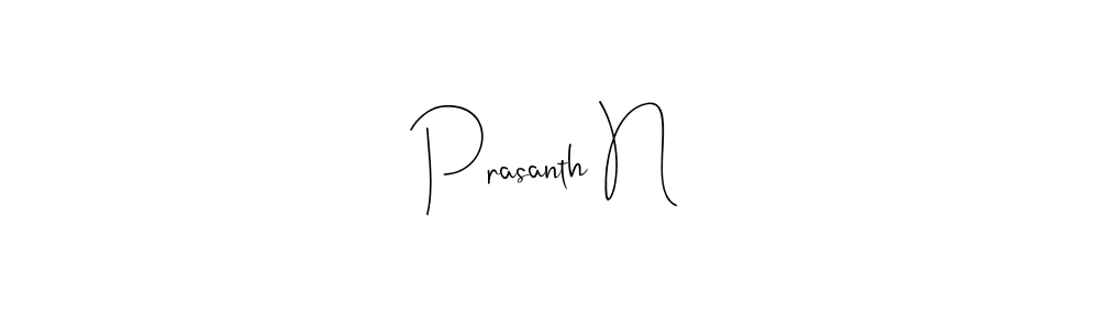 How to make Prasanth N name signature. Use Andilay-7BmLP style for creating short signs online. This is the latest handwritten sign. Prasanth N signature style 4 images and pictures png