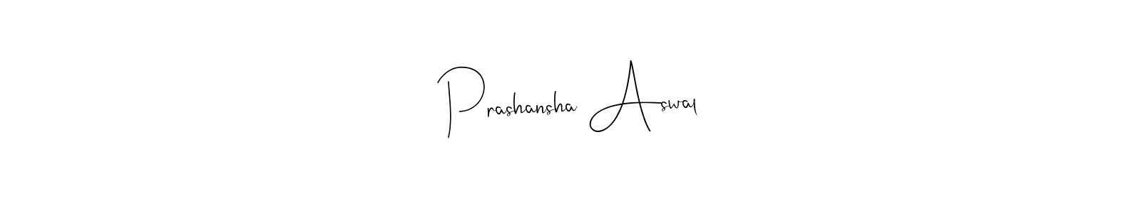 How to make Prashansha Aswal name signature. Use Andilay-7BmLP style for creating short signs online. This is the latest handwritten sign. Prashansha Aswal signature style 4 images and pictures png