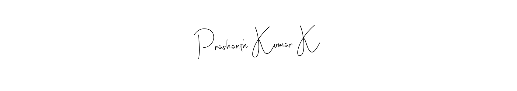 if you are searching for the best signature style for your name Prashanth Kumar K. so please give up your signature search. here we have designed multiple signature styles  using Andilay-7BmLP. Prashanth Kumar K signature style 4 images and pictures png