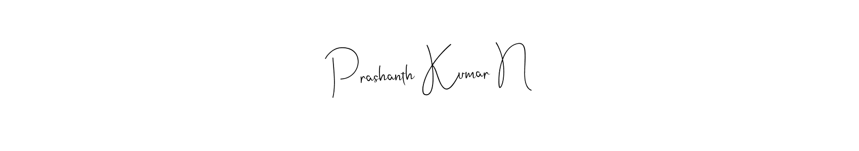 How to make Prashanth Kumar N name signature. Use Andilay-7BmLP style for creating short signs online. This is the latest handwritten sign. Prashanth Kumar N signature style 4 images and pictures png