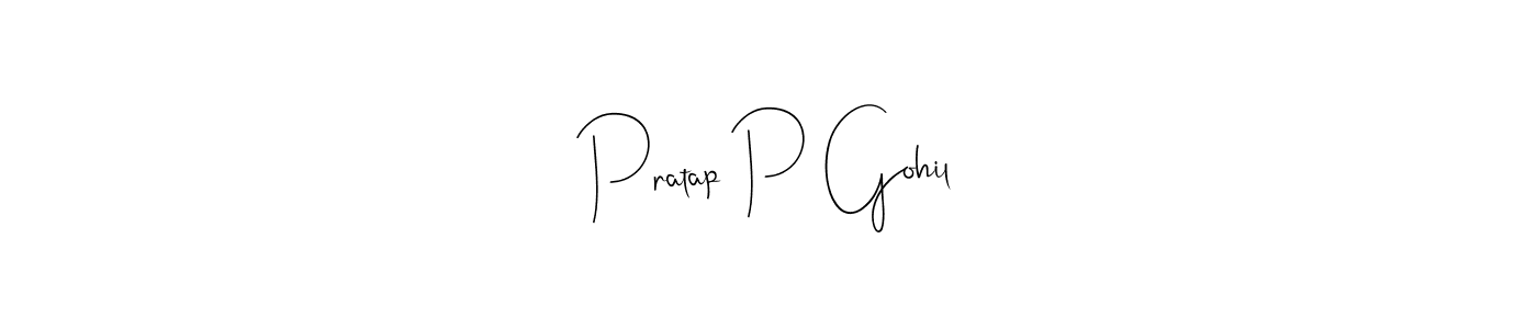 How to make Pratap P Gohil name signature. Use Andilay-7BmLP style for creating short signs online. This is the latest handwritten sign. Pratap P Gohil signature style 4 images and pictures png
