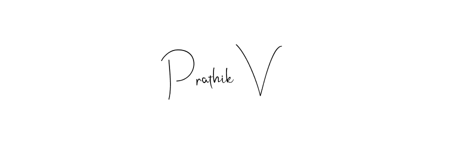 Use a signature maker to create a handwritten signature online. With this signature software, you can design (Andilay-7BmLP) your own signature for name Prathik V. Prathik V signature style 4 images and pictures png