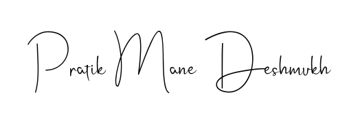 A sleek calligraphic signature for name Pratik Mane Deshmukh utilizing Andilay-7BmLP styling. Great for adding personal signatures to photos and art. Pratik Mane Deshmukh signature style 4 images and pictures png