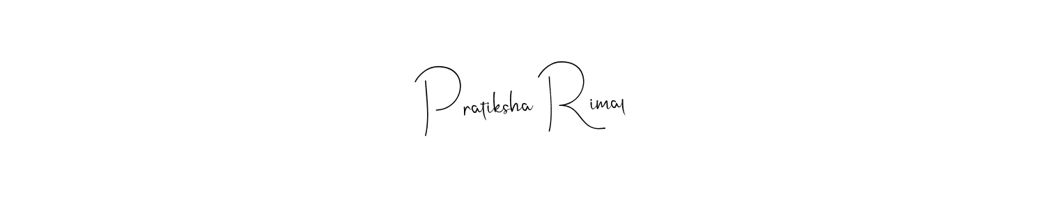 if you are searching for the best signature style for your name Pratiksha Rimal. so please give up your signature search. here we have designed multiple signature styles  using Andilay-7BmLP. Pratiksha Rimal signature style 4 images and pictures png