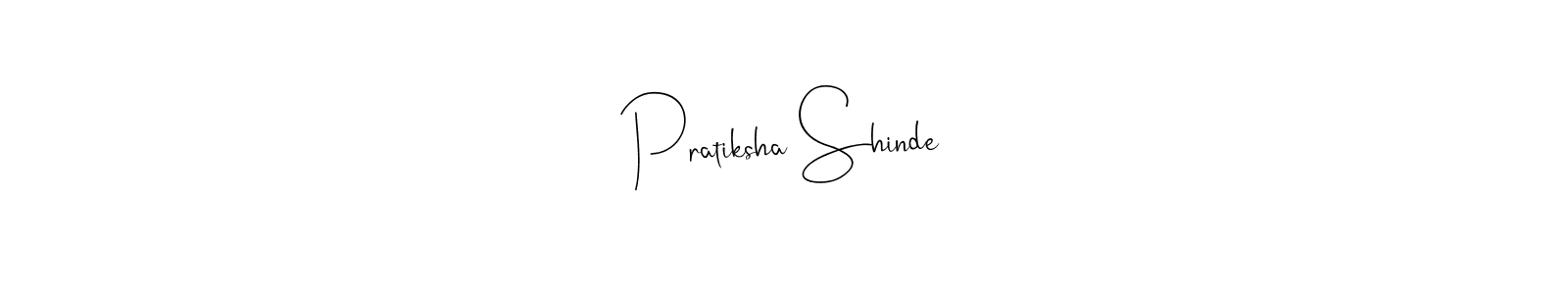 How to make Pratiksha Shinde name signature. Use Andilay-7BmLP style for creating short signs online. This is the latest handwritten sign. Pratiksha Shinde signature style 4 images and pictures png