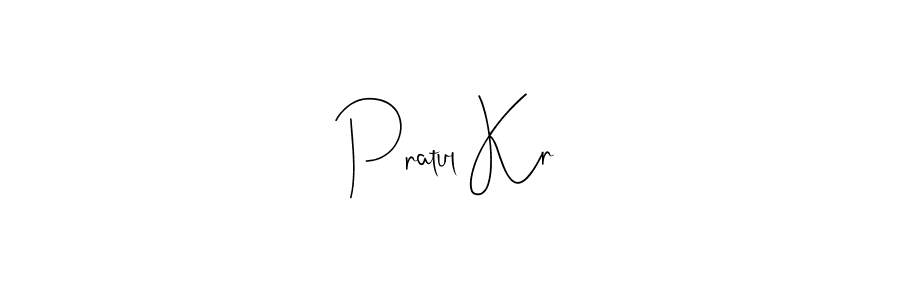 How to make Pratul Kr name signature. Use Andilay-7BmLP style for creating short signs online. This is the latest handwritten sign. Pratul Kr signature style 4 images and pictures png