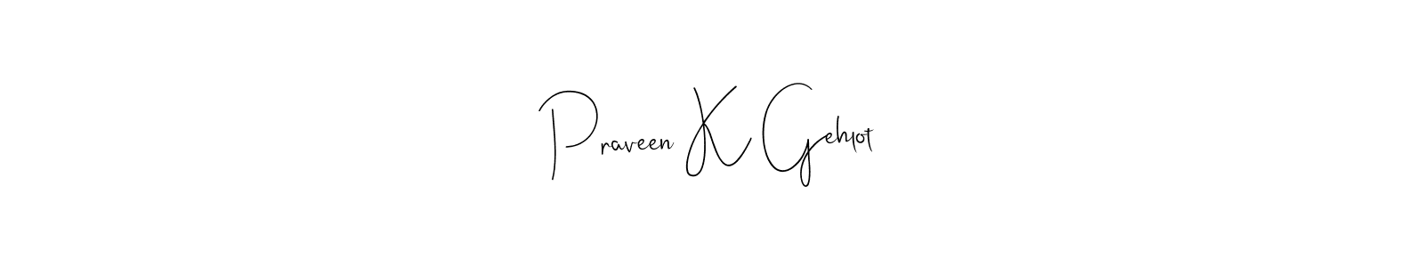 The best way (Andilay-7BmLP) to make a short signature is to pick only two or three words in your name. The name Praveen K Gehlot include a total of six letters. For converting this name. Praveen K Gehlot signature style 4 images and pictures png