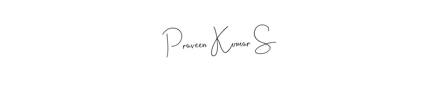 How to make Praveen Kumar S name signature. Use Andilay-7BmLP style for creating short signs online. This is the latest handwritten sign. Praveen Kumar S signature style 4 images and pictures png