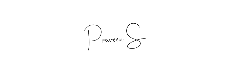 How to make Praveen S name signature. Use Andilay-7BmLP style for creating short signs online. This is the latest handwritten sign. Praveen S signature style 4 images and pictures png