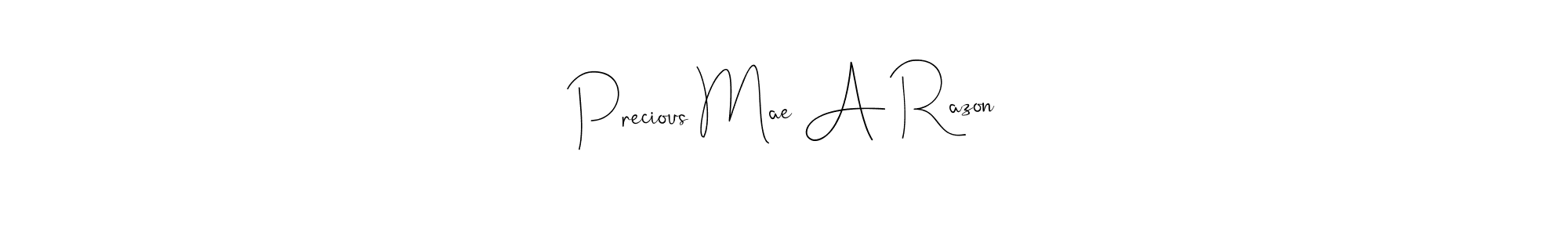if you are searching for the best signature style for your name Precious Mae A Razon. so please give up your signature search. here we have designed multiple signature styles  using Andilay-7BmLP. Precious Mae A Razon signature style 4 images and pictures png