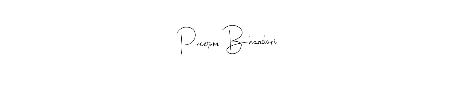 if you are searching for the best signature style for your name Preetam Bhandari. so please give up your signature search. here we have designed multiple signature styles  using Andilay-7BmLP. Preetam Bhandari signature style 4 images and pictures png