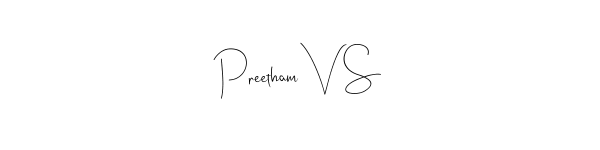 How to make Preetham V S signature? Andilay-7BmLP is a professional autograph style. Create handwritten signature for Preetham V S name. Preetham V S signature style 4 images and pictures png