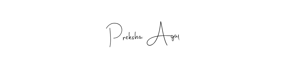 How to make Preksha Agal name signature. Use Andilay-7BmLP style for creating short signs online. This is the latest handwritten sign. Preksha Agal signature style 4 images and pictures png