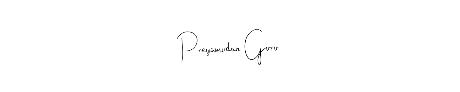 Preyamudan Guru stylish signature style. Best Handwritten Sign (Andilay-7BmLP) for my name. Handwritten Signature Collection Ideas for my name Preyamudan Guru. Preyamudan Guru signature style 4 images and pictures png