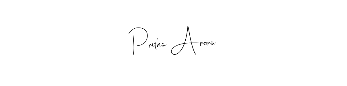 The best way (Andilay-7BmLP) to make a short signature is to pick only two or three words in your name. The name Pritha Arora include a total of six letters. For converting this name. Pritha Arora signature style 4 images and pictures png