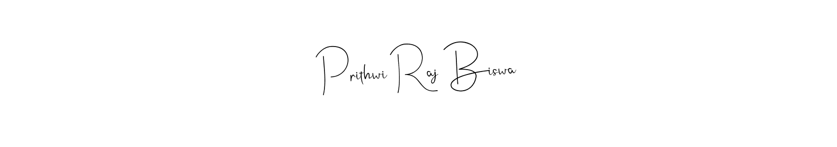 How to make Prithwi Raj Biswa name signature. Use Andilay-7BmLP style for creating short signs online. This is the latest handwritten sign. Prithwi Raj Biswa signature style 4 images and pictures png